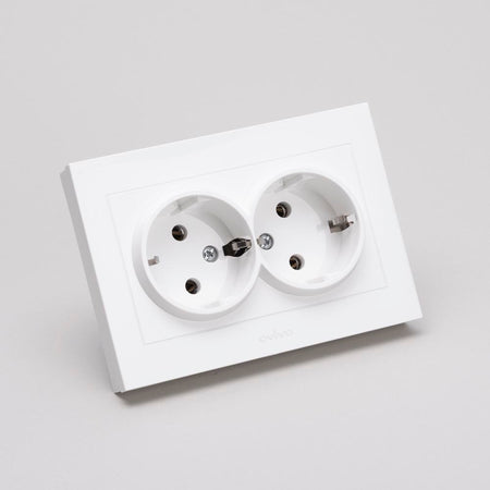 Priză dublă Schuko 16A 230V alb Grano Ovivo pentru montaj încastrat