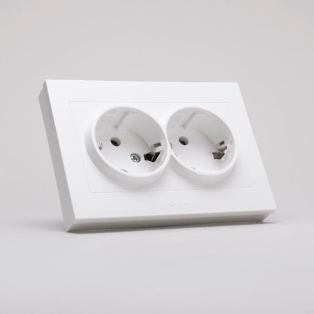 Priză dublă Schuko 16A 230V alb Grano Ovivo pentru montaj încastrat