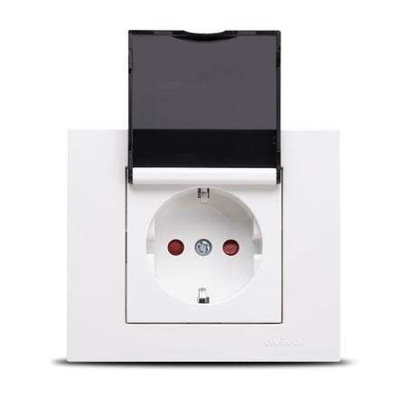 Priză Schuko cu capac 16A 230V pentru montaj încastrat, alb Grano Ovivo
