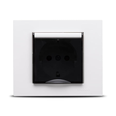 Priză Schuko cu capac 16A 230V pentru montaj încastrat, alb Grano Ovivo