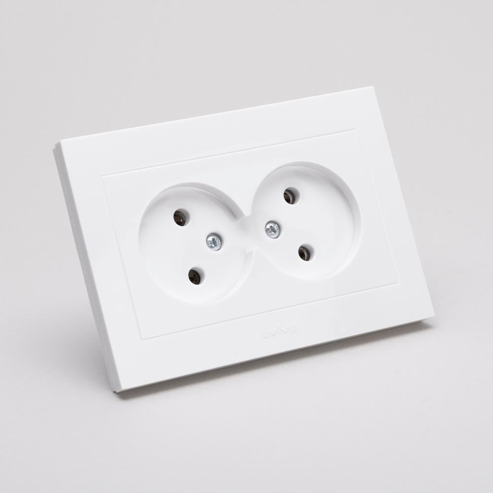 Priză dublă Schuko Grano 16 A 230 V alb pentru montaj încastrat