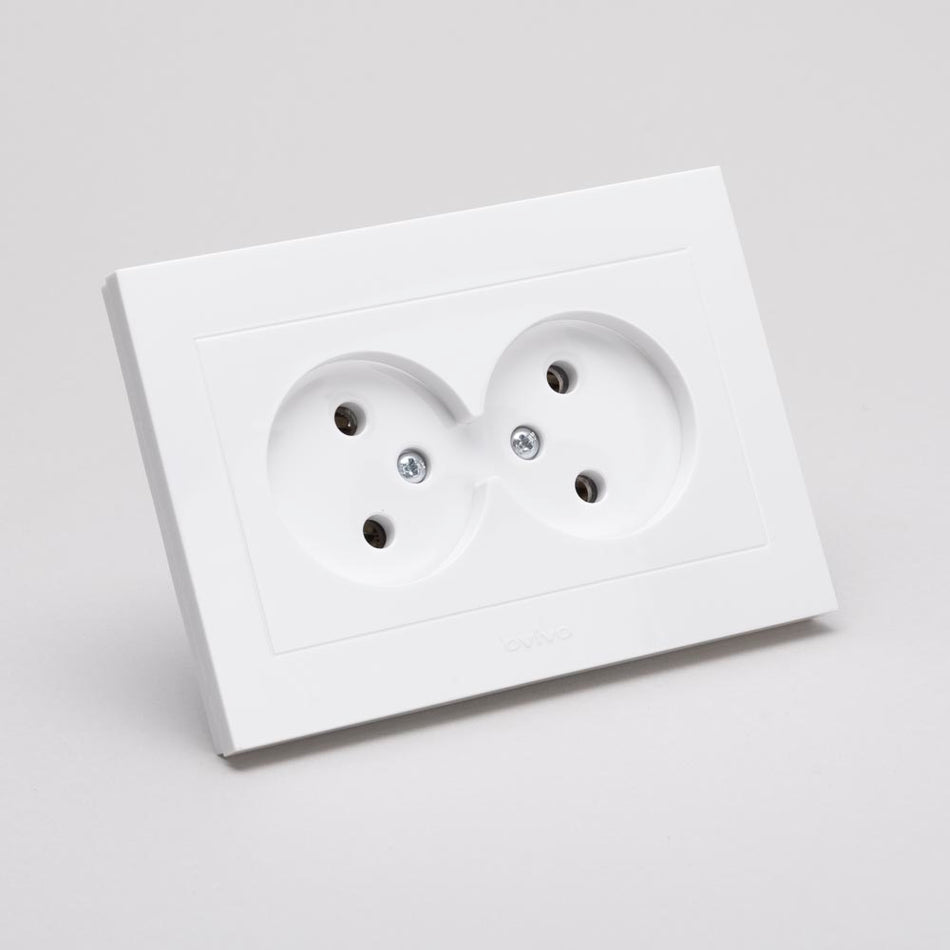 Priză dublă Schuko Grano 16 A 230 V alb pentru montaj încastrat