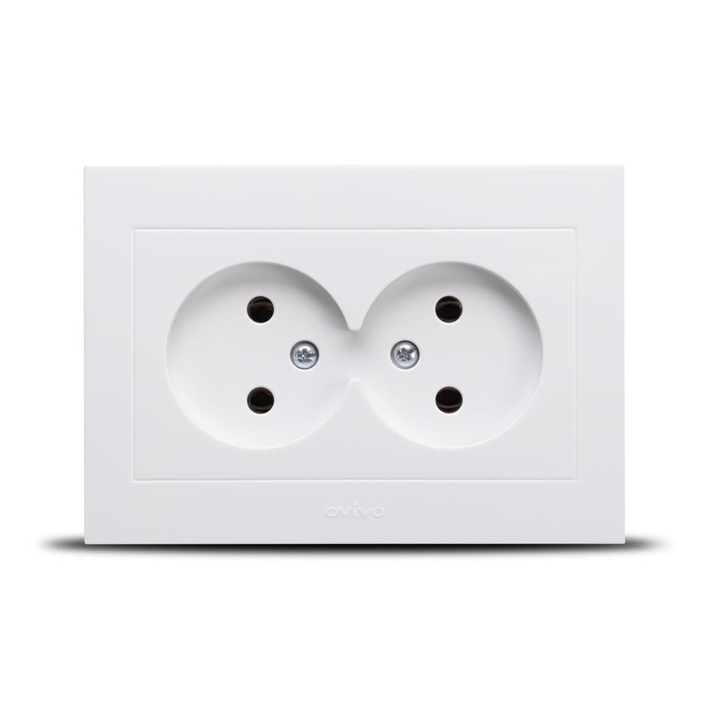 Priză dublă Schuko Grano 16 A 230 V alb pentru montaj încastrat