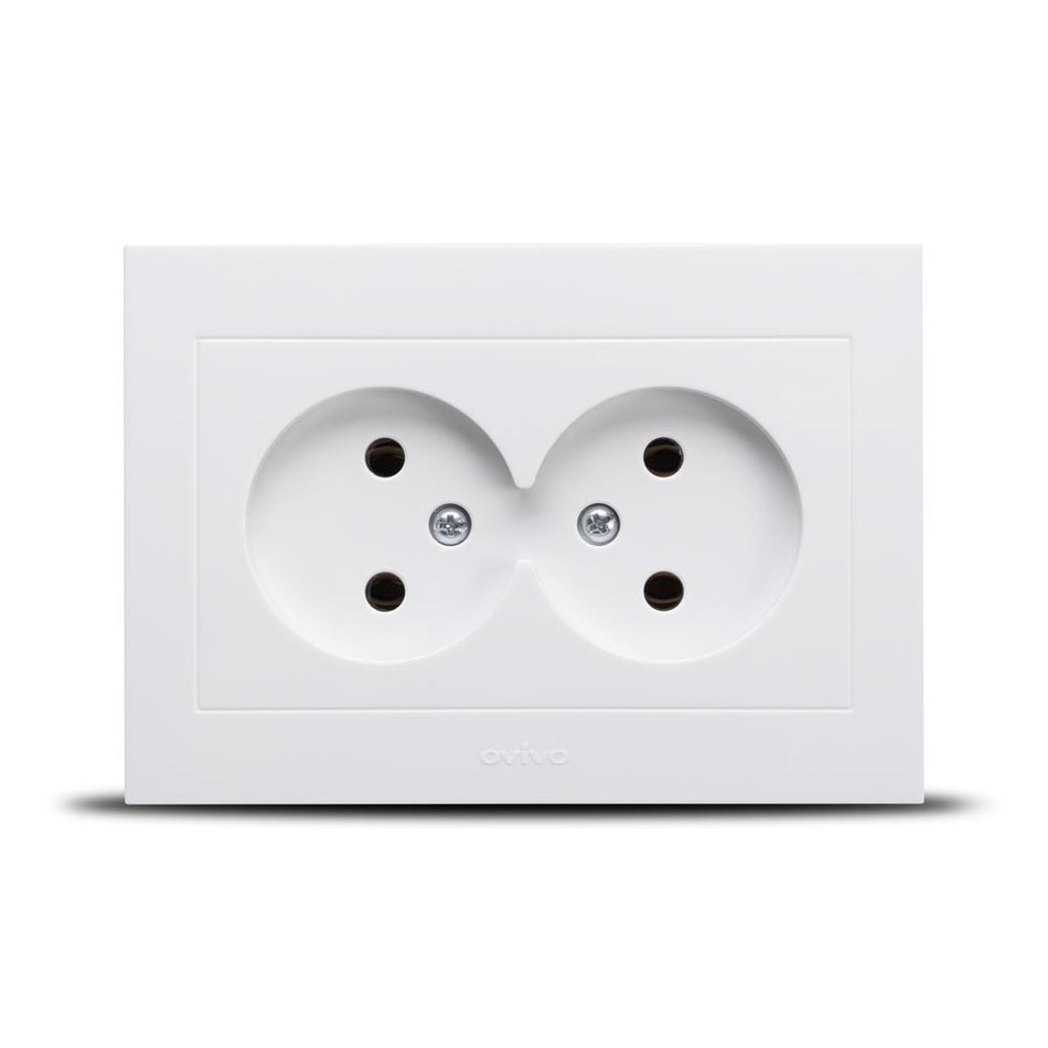 Priză dublă Schuko Grano 16 A 230 V alb pentru montaj încastrat