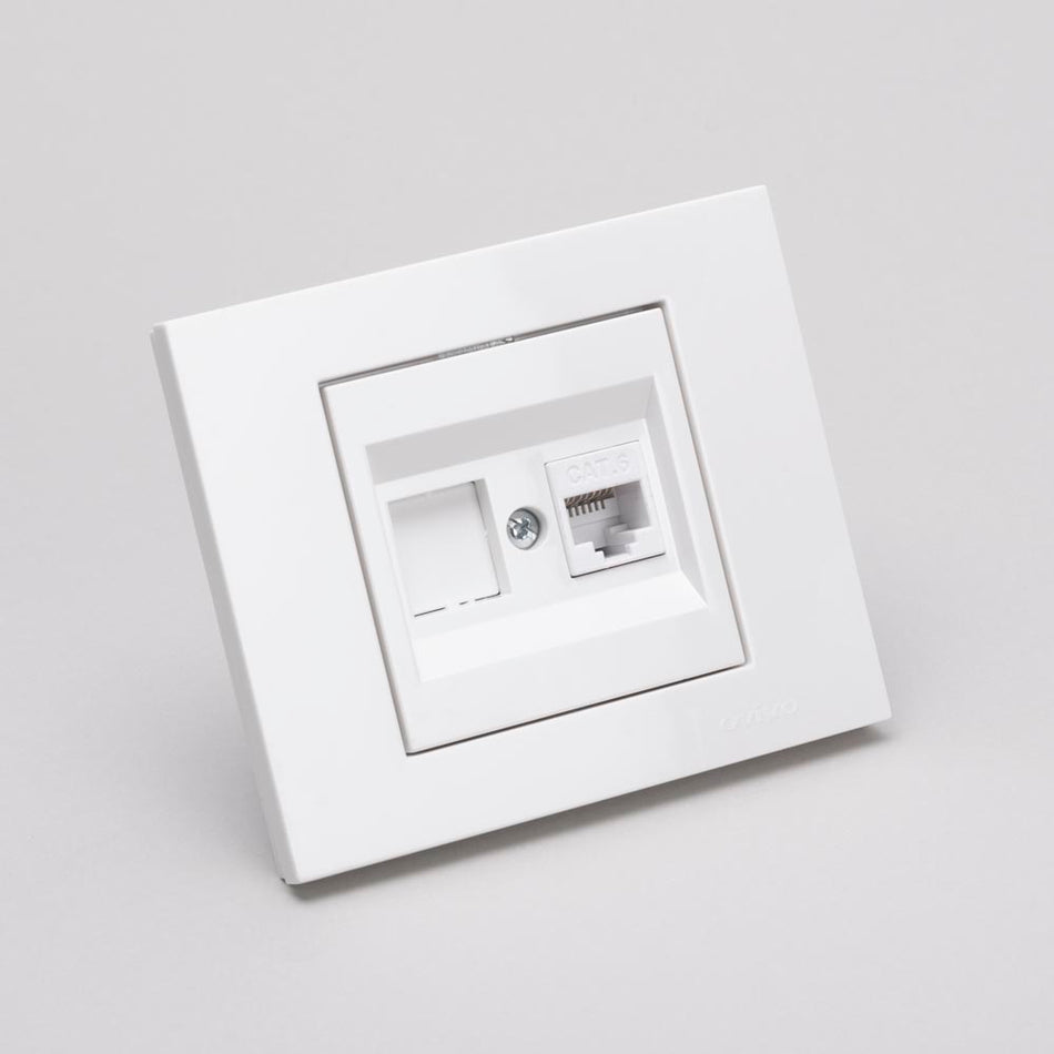 Priză date RJ45 Cat6 Grano pentru montaj încastrat, alb