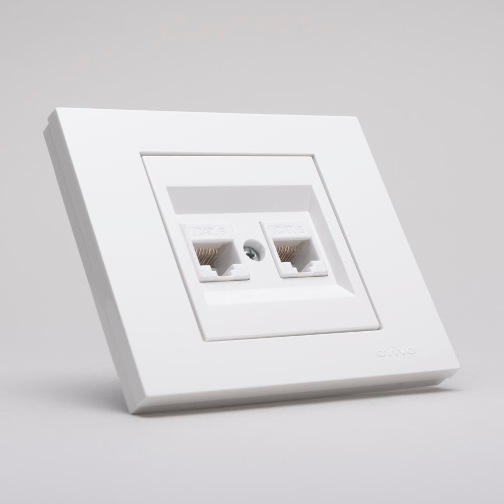 Priză date RJ45 dublă Cat6 Grano, alb, montaj încastrat
