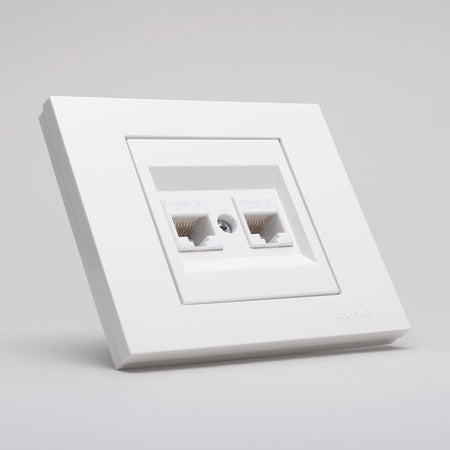 Priză date RJ45 dublă Cat6 Grano, alb, montaj încastrat
