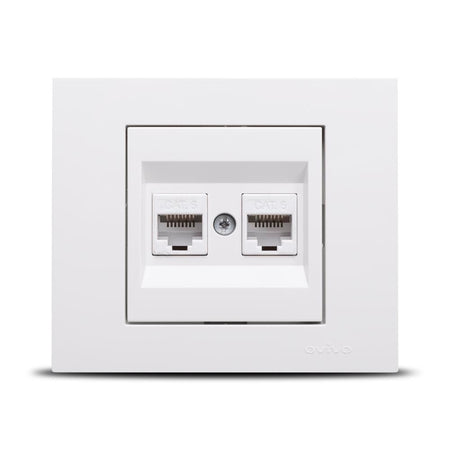 Priză date RJ45 dublă Cat6 Grano, alb, montaj încastrat
