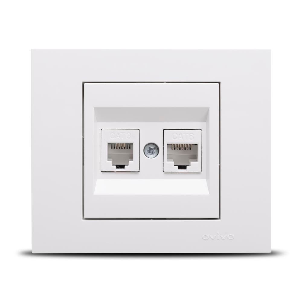 Priză date RJ45 Cat6 Grano alb pentru montaj încastrat