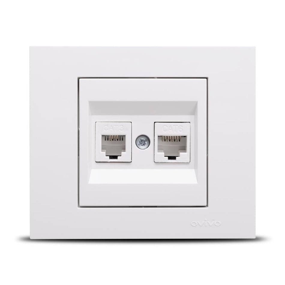 Priză date RJ45 Cat6 Grano alb pentru montaj încastrat