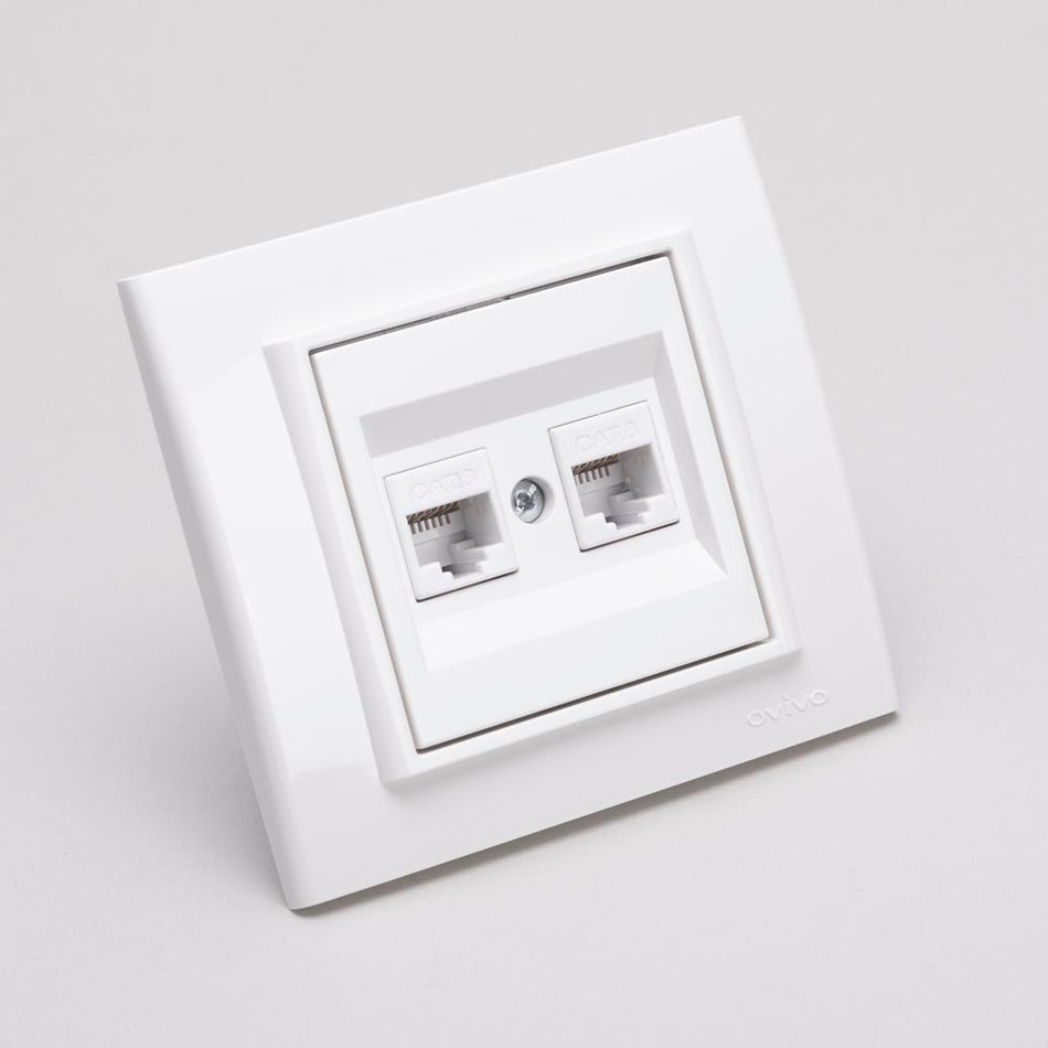 Priză date RJ45 Mina alb, montaj încastrat, 230 V 16 A IP20