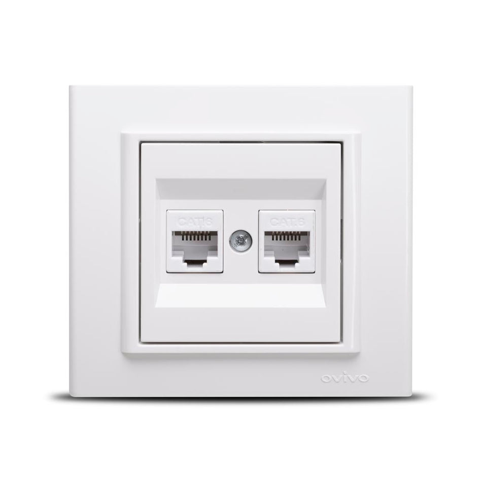 Priză date RJ45 Mina alb, montaj încastrat, 230 V 16 A IP20
