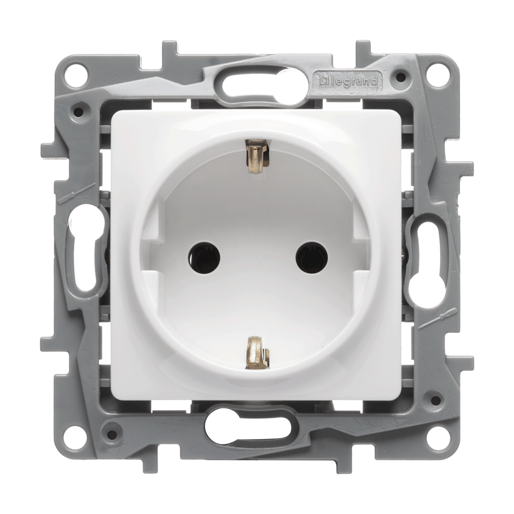 Priză Schuko 16 A 230 V alb pentru montaj încastrat, gamă Salbei Legrand