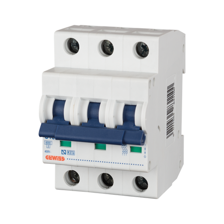 Întrerupător automat Gewiss GW91567 3P 16 A cu curbă C și capacitate de rupere 6 kA