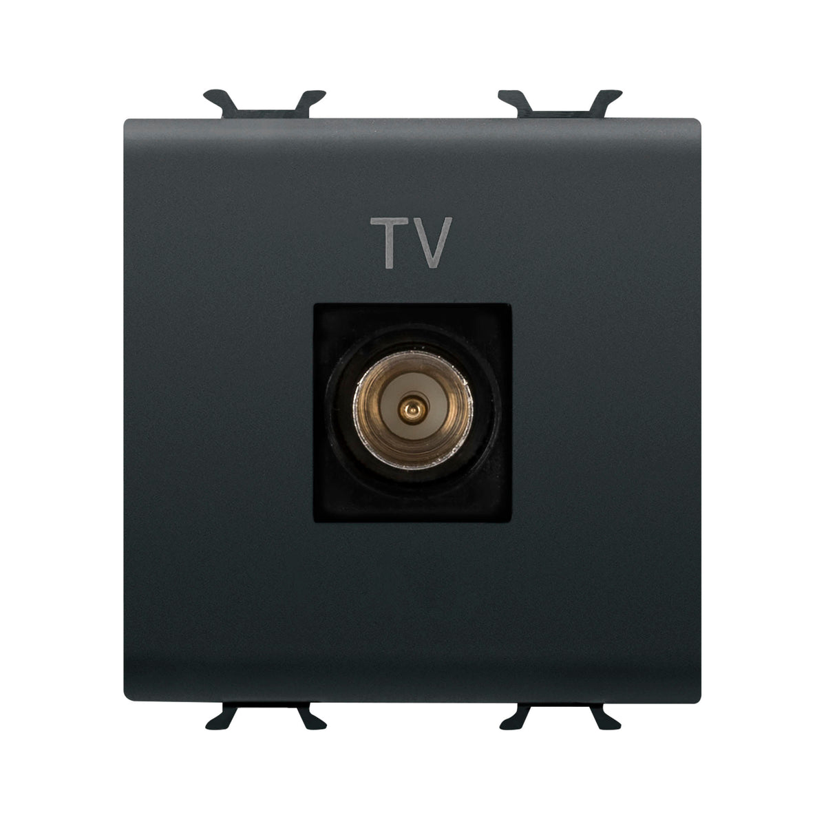 Priză TV capăt 2M Chorus negru, conector coaxial 75 Ω, montaj îngropat