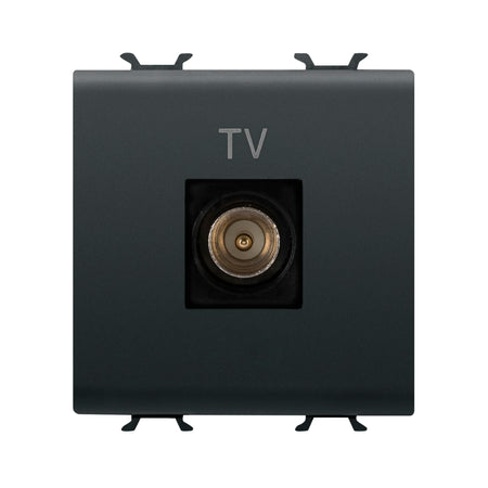 Priză TV capăt 2M Chorus negru, conector coaxial 75 Ω, montaj îngropat