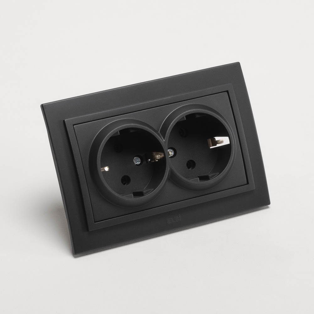 Priză dublă Schuko 16 A 230 V pentru montaj încastrat - Elbi