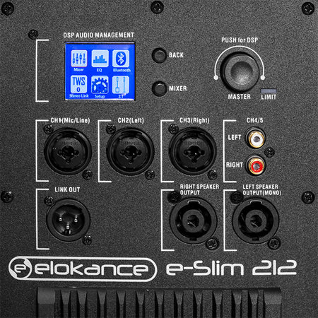 Sistem subwoofer 12"/30 cm, coloană 2 × 3", 800 W RMS, BT, TWS, Elokance ELOESLIM212