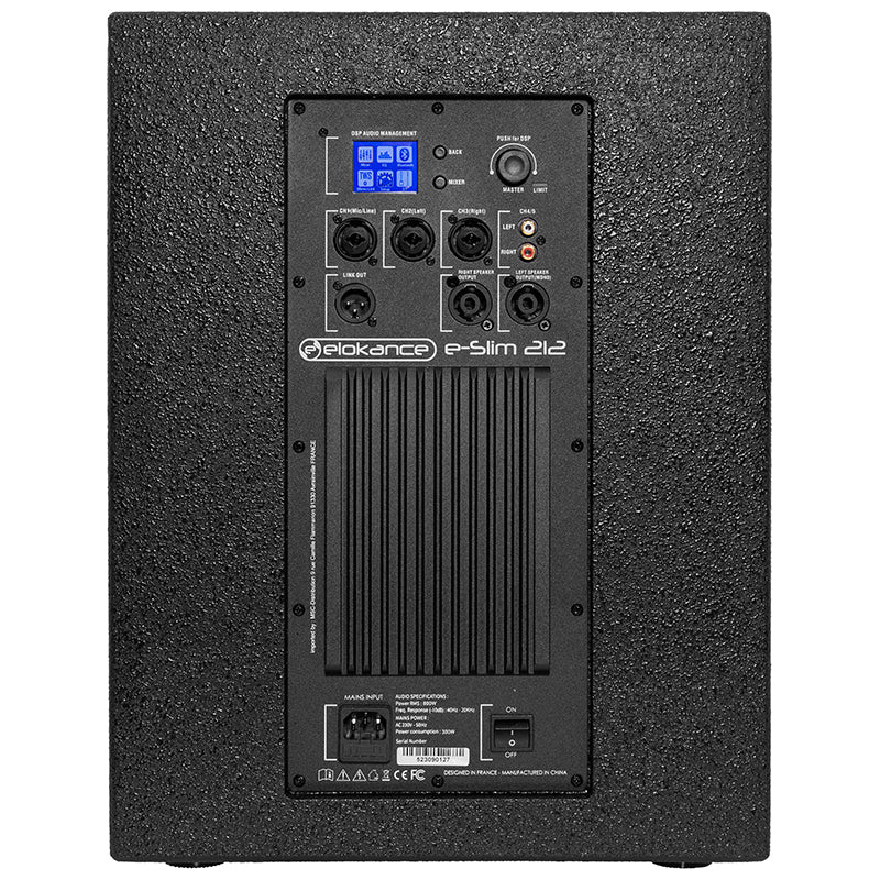 Sistem subwoofer 12"/30 cm, coloană 2 × 3", 800 W RMS, BT, TWS, Elokance ELOESLIM212