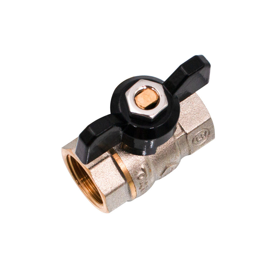 Robinet sferic cu mâner fluture Ermetiq de 1/2 inch cu racord interior-interior din alamă nichelată