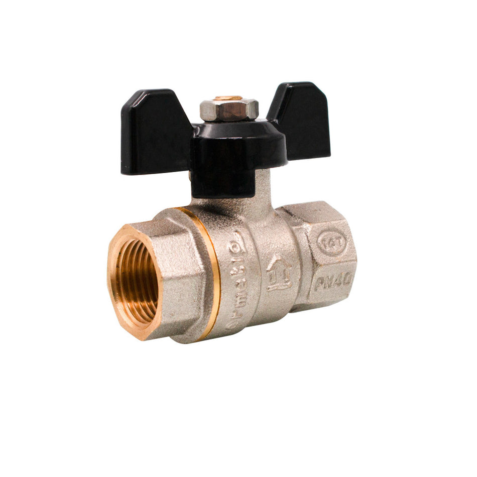 Robinet sferic tip fluture Ermetiq din alamă nichelată 3/8 inch cu filet interior-interior