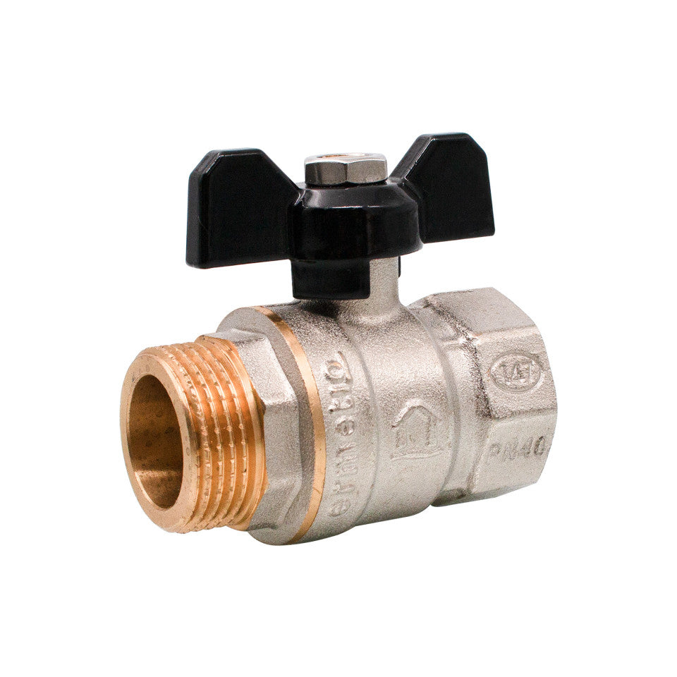 Robinet sferic cu mâner fluture Ermetiq 3/4 inch MF din alamă nichelată
