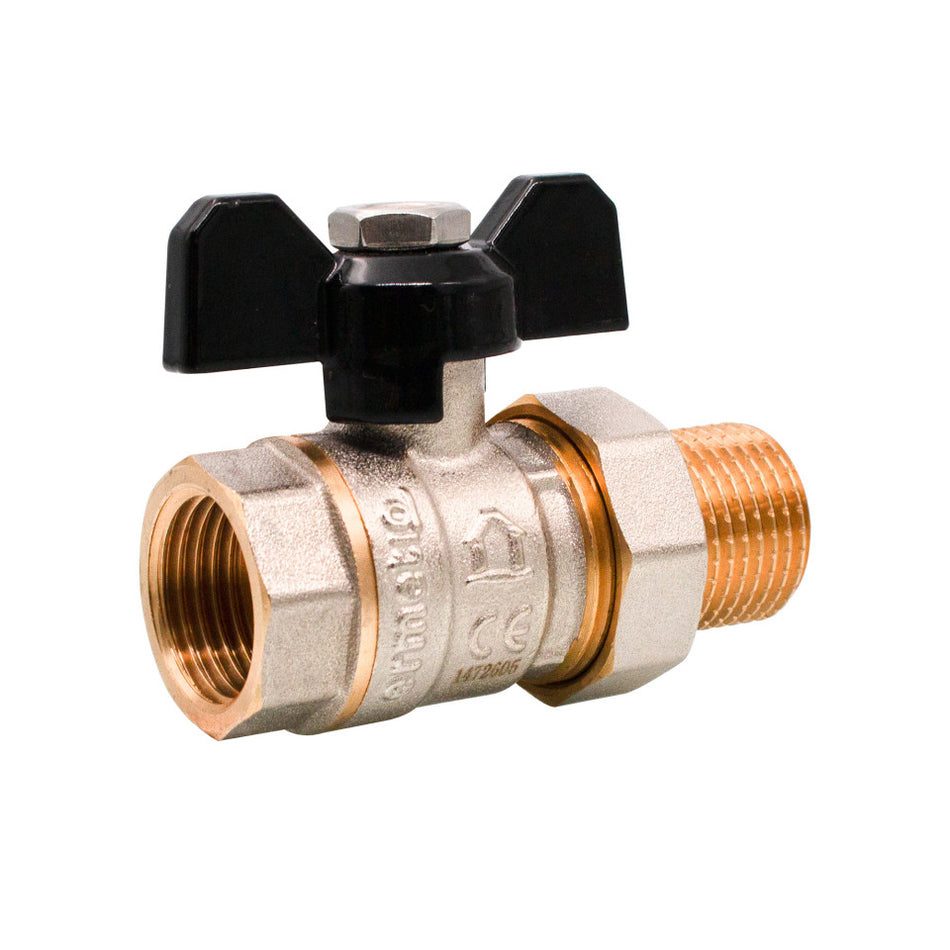 Robinet sferic Ermetiq tip fluture cu olandez și trecere totală 1/2 inch MF