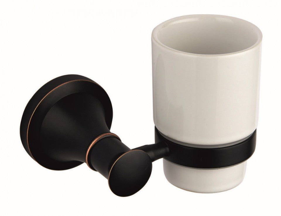 Suport periuțe de dinți Ermetiq cu pahar ceramic și prindere pe perete negru mat