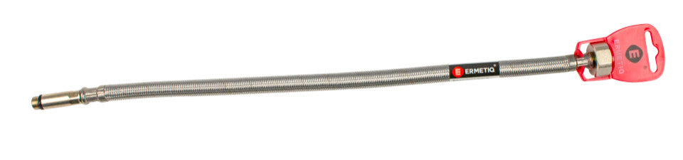 Racord flexibil mono ranforsat cu inox de 50 cm cu capăt lung de 37 mm și filet de 1/2 inch
