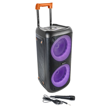 Boxă portabilă 2 × 8 inchi 200 W RMS cu acumulator LED Ibiza Light ERIS400