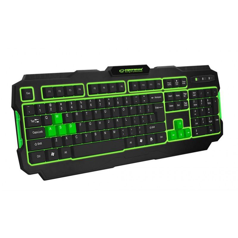 Tastatură gaming LED verde, 104 taste, USB, Shadow, Esperanza ESP-EGK202G