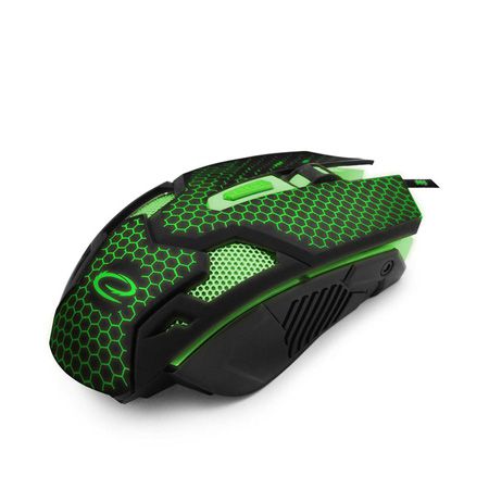 Mouse optic USB gaming Cobra, 2400 dpi, LED, 6 butoane, negru/verde Esperanza ESP-EGM207G