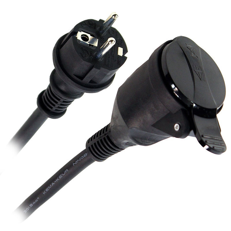 Prelungitor electric cu cuplă, 3×1,5 mm, IP44, negru, Plugger