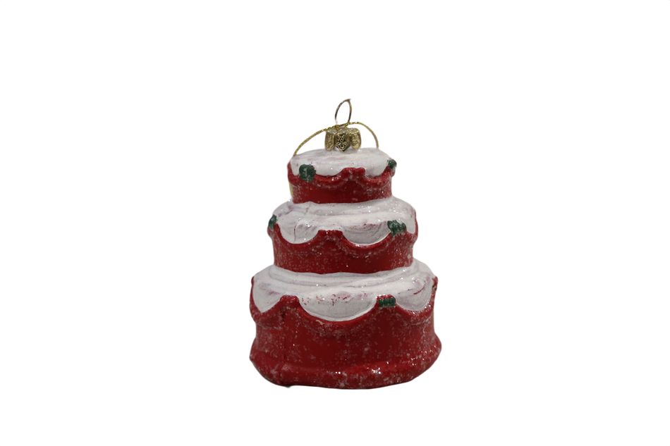 XMAS ORNAMENT BRAD TORT ROSU, PLASTIC