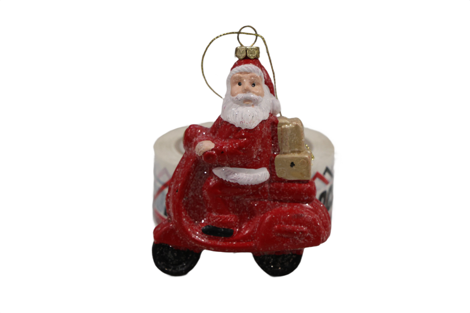 XMAS ORNAMENT BRAD MOS CRACIUN PE SCUTER, PLASTIC