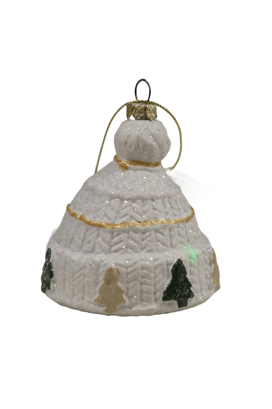 XMAS ORNAMENT BRAD CACIULITA ALB AURIE, PLASTIC