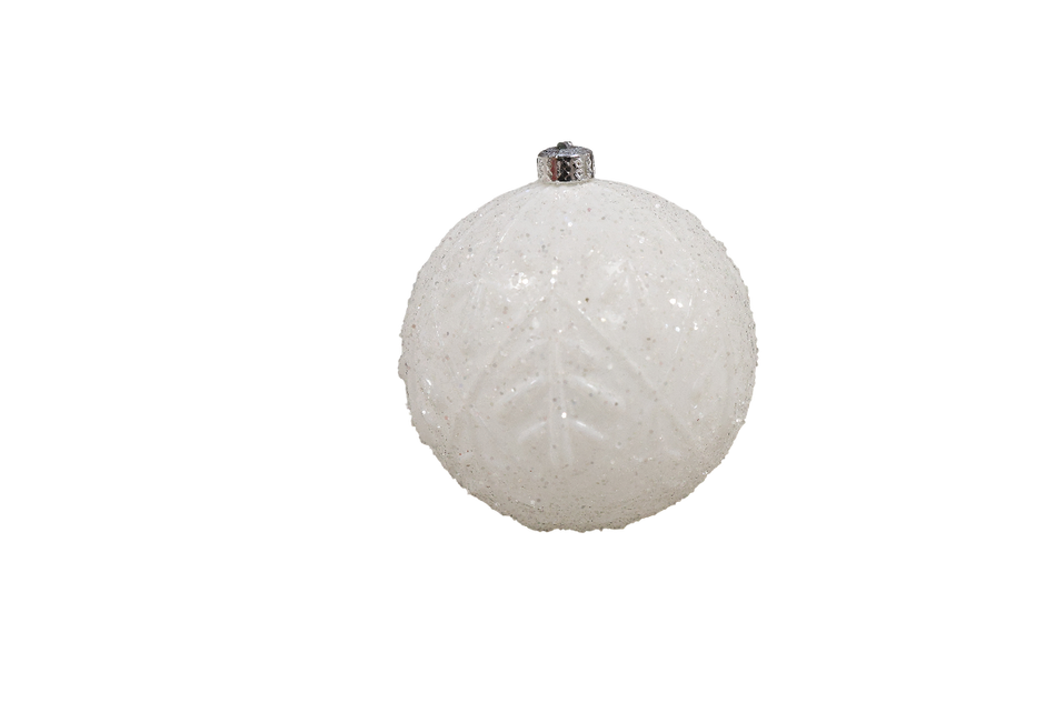 XMAS ORNAMENT GLOB ALB CU CRENGUTA 10 CM , PLASTIC