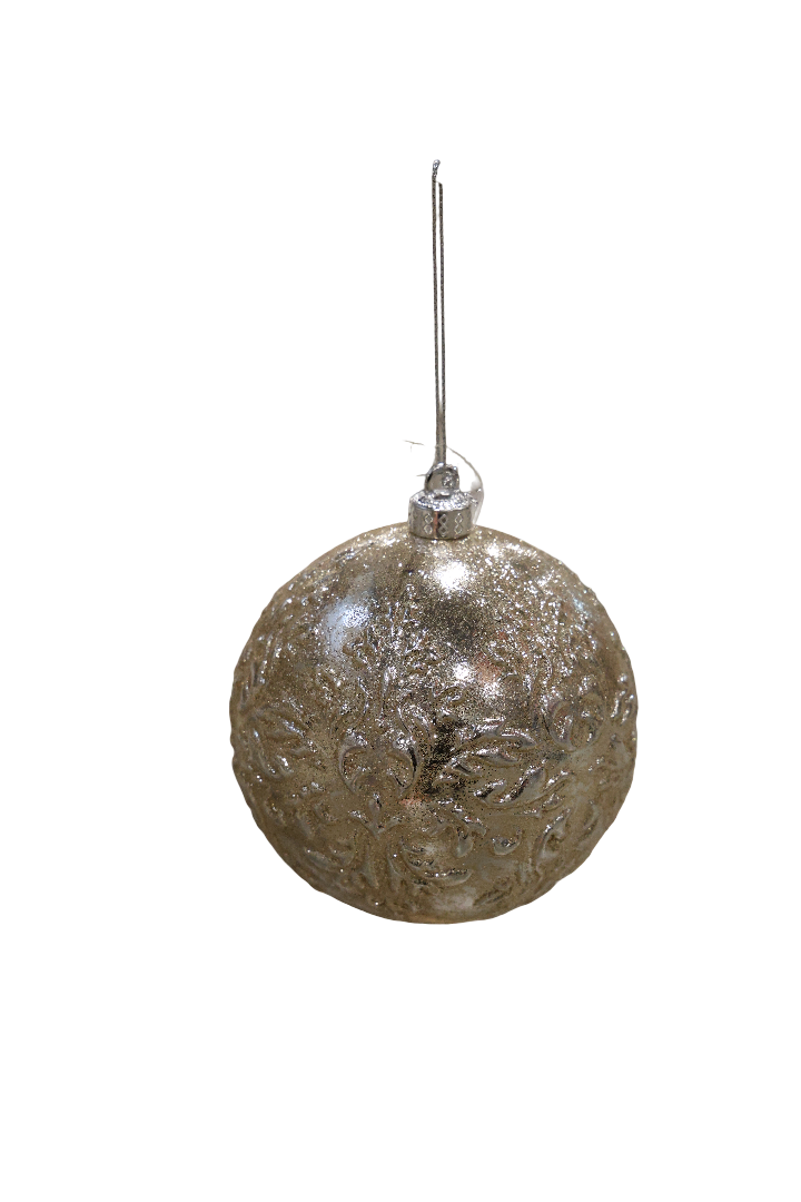 XMAS ORNAMENT GLOB ARGINTIU CU MODEL 10 CM, PLASTIC