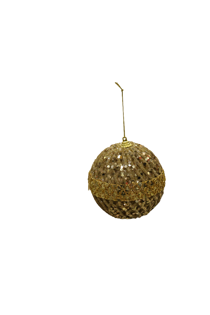 XMAS ORNAMENT GLOB AURIU CU PAIETE 10 CM , PLASTIC