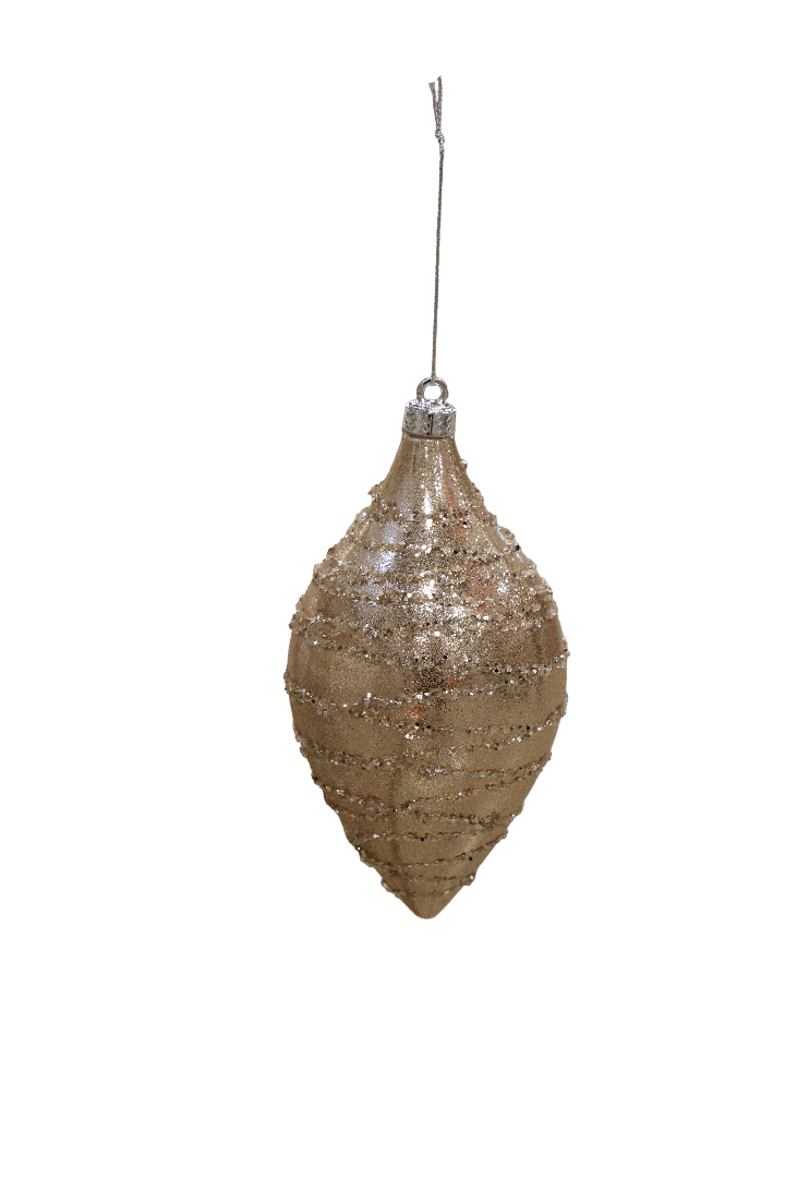 Xmas Ornament Glob Lacrima Auriu Prafuit