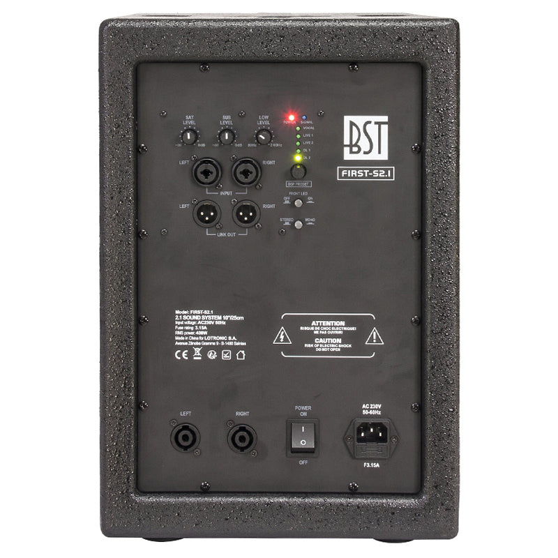 Kit subwoofer 10" 400 W RMS și 2 sateliți, DSP, BST FIRST-S2.1