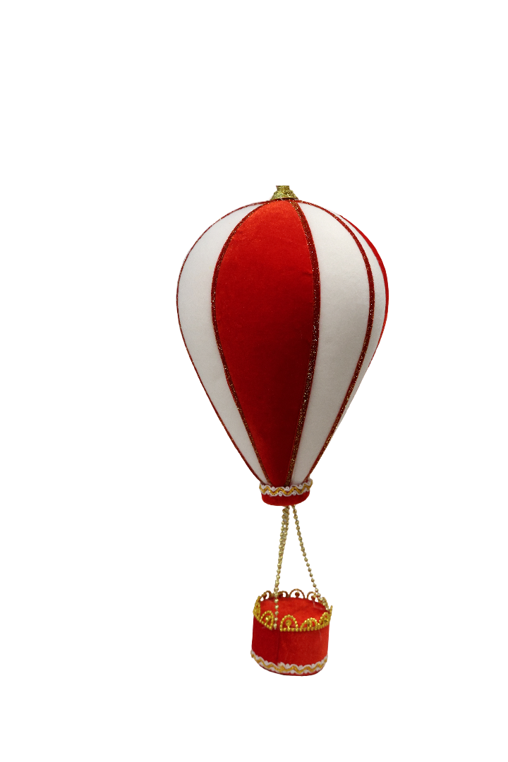 XMAS ORNAMENT DE AGATAT BALON ROSU CU ALB DIN CATIFEA 50538R
