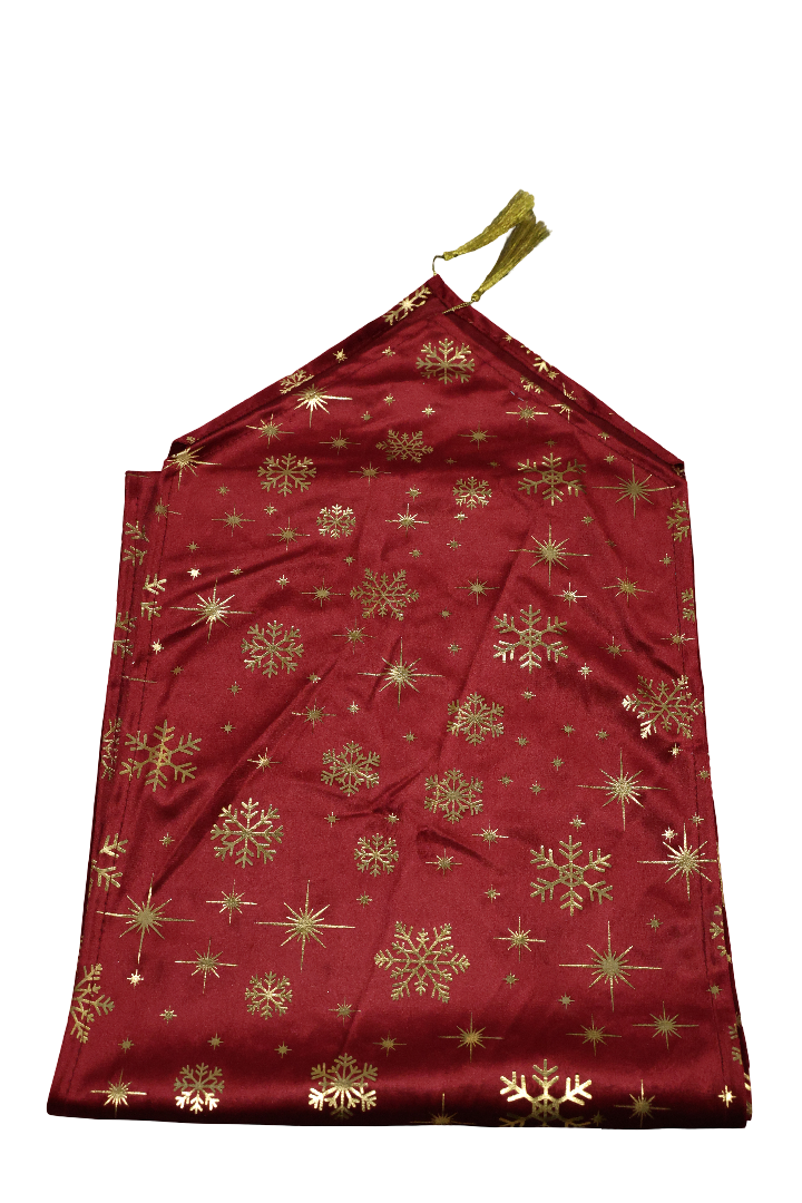 XMAS NAPRON TEXTIL ROSU CU AURIU, MODEL FULGI 30X180 CM
