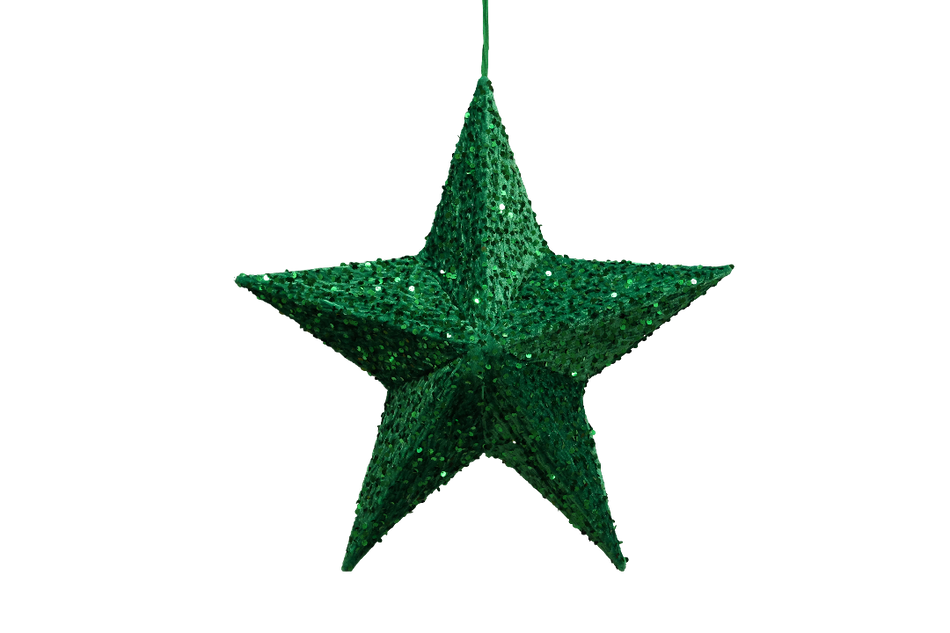 XMAS ORNAMENT DE AGATAT STEA VERDE DIN CATIFEA 45 CM