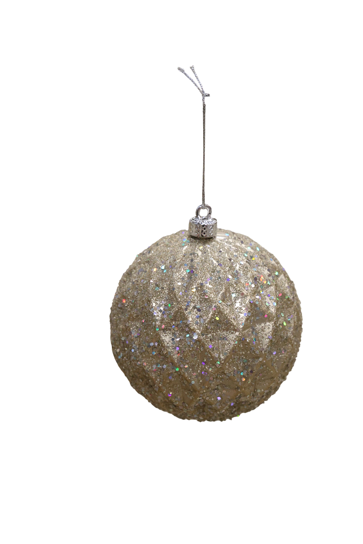 XMAS GLOB 10 CM DIN PLASTIC SAMPANIE CU ROMBURI 11024CH10