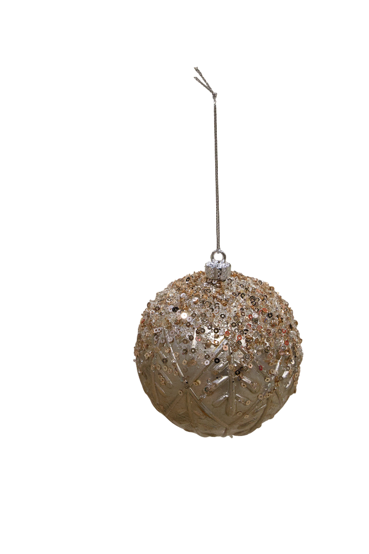 XMAS GLOB 10 CM SAMPANIE DIN PLASTIC, MODEL FRUNZE 11008CH10