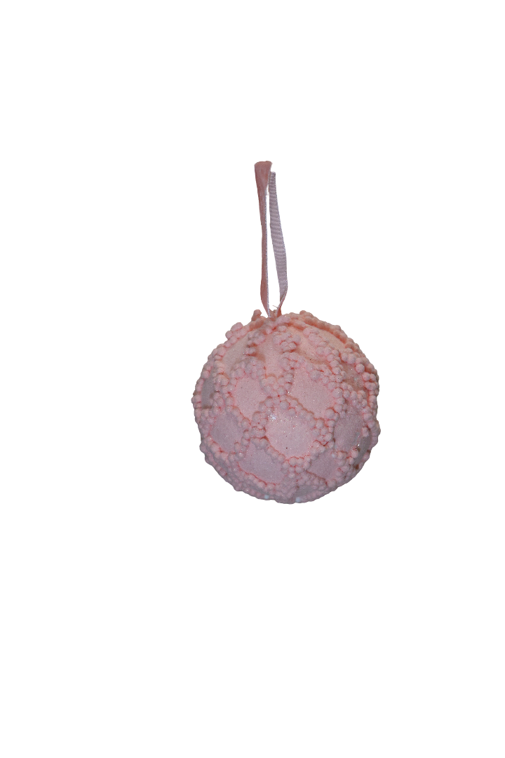 XMAS GLOB 10 CM ROZ DIN POLISTIREN CU PUF SI ROMBURI 50733