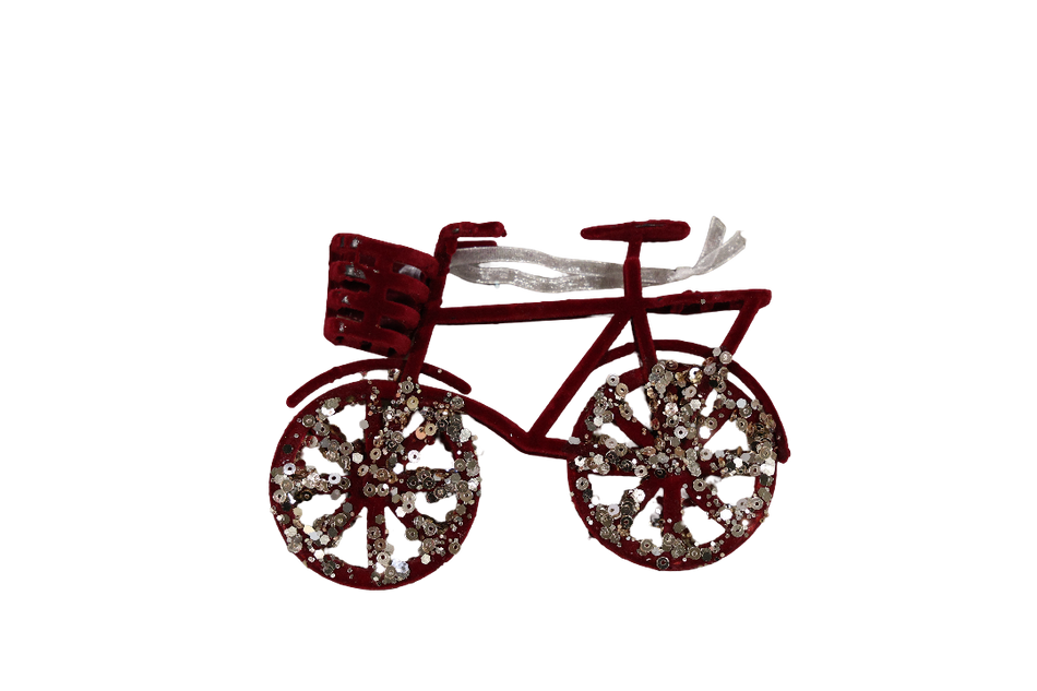XMAS ORNAMENT DE AGATAT BICICLETA BORDO CU PAIETE SI CATIFEA