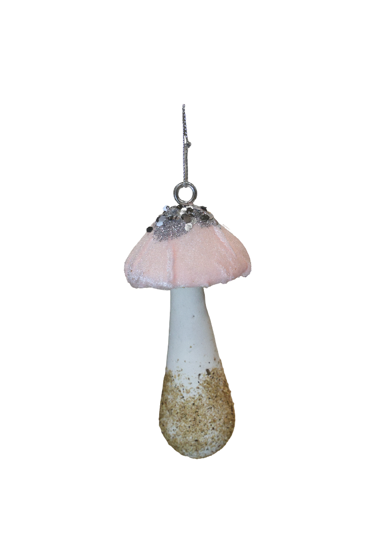 XMAS ORNAMENT DE AGATAT CIUPERCA DIN CATIFEA CU PAIETE