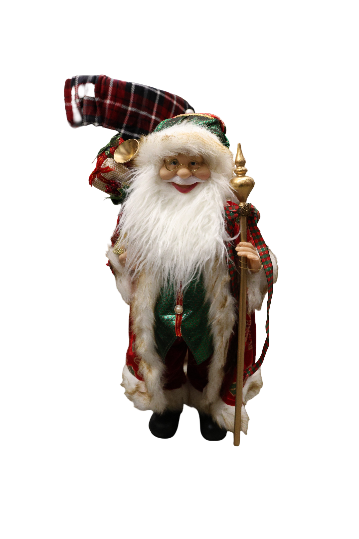 XMAS FIG. MOS CRACIUN ROSU CU VERDE 60 CM,PLASTIC/TEXTIL